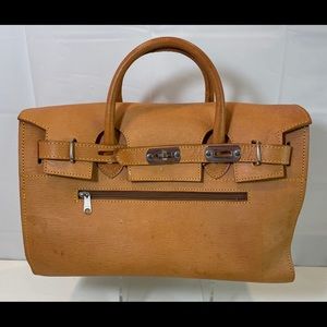 Handmade Leather Satchel Large Bag Cognac Brown